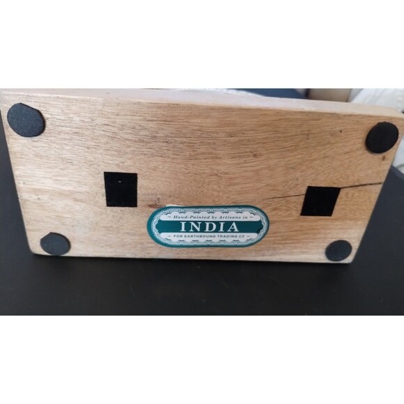 Wooden Elephant 9" with Bells Sculpture Home Decor Collectible - Picture 6 of 6